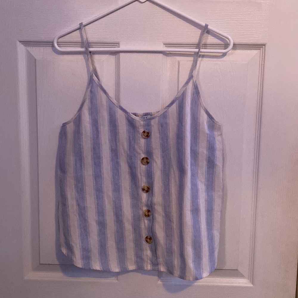 Favlux fashion light blue striped button up tank top